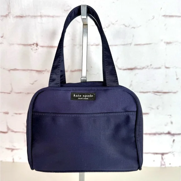 KATE SPADE NEW YORK Navy Nylon 7” Mini Satchel Tote Bag Y2K 90’s Purse Vintage - Picture 14 of 15